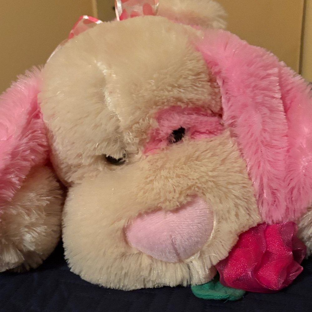 Plush Pink and Cream Puppy Stuffed Animal